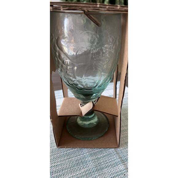 Vintage Libbey Spanish Green Glass Orchard #197 Goblet NEW Deadstock 16oz - Picture 4 of 6